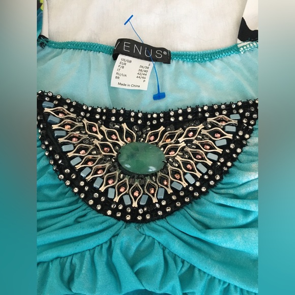 Y2k Venus short multicolored sleeveless summer dress with jewel/metal accent. - Picture 4 of 4